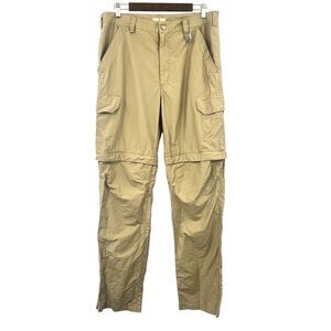 Ascend Convertible Hiking Pants Men 34 Flat Front Twill Cotton Nylon Cargo Beige